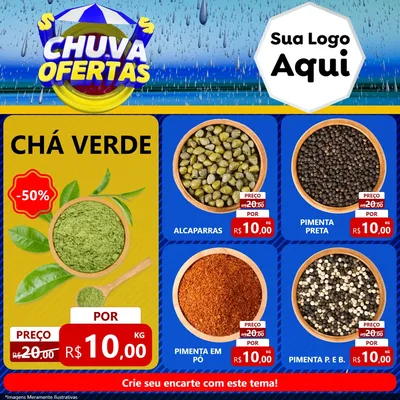 Modelo de Rede Social para Feed Facebook com o tema Chuva de Ofertas para Produtos Naturais