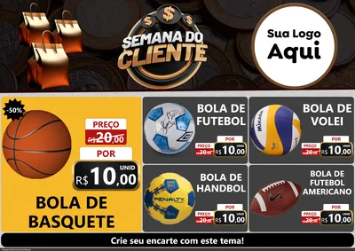 Modelo de Encarte para Encarte A4 Horizontal com o tema Semana do Cliente para Artigos Esportivos