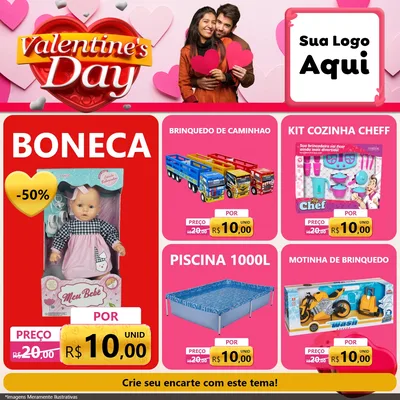 Modelo de Rede Social para Feed Facebook com o tema Valentine's Day para Brinquedos