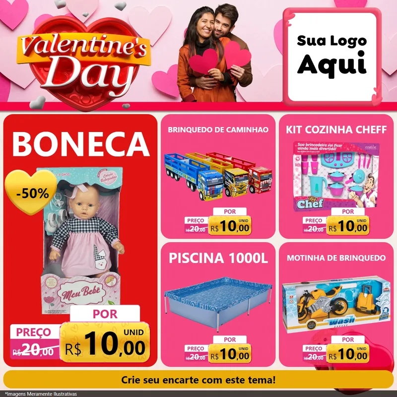 Modelo de Rede Social para Feed Facebook com o tema Valentine's Day para Brinquedos