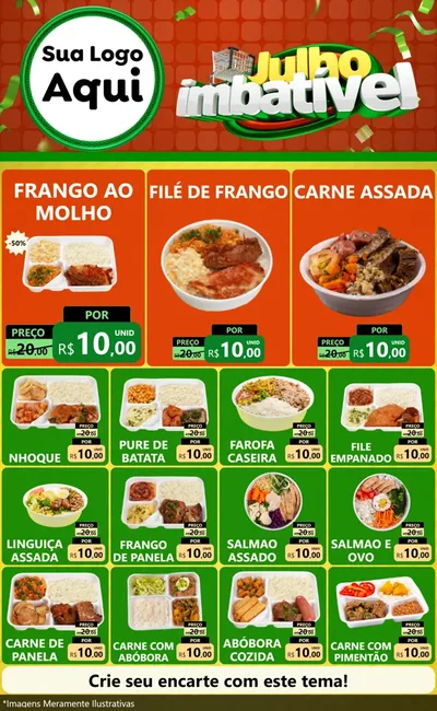 Modelo de Encarte para Encarte Grande com o tema Julho Imbatível para Restaurante