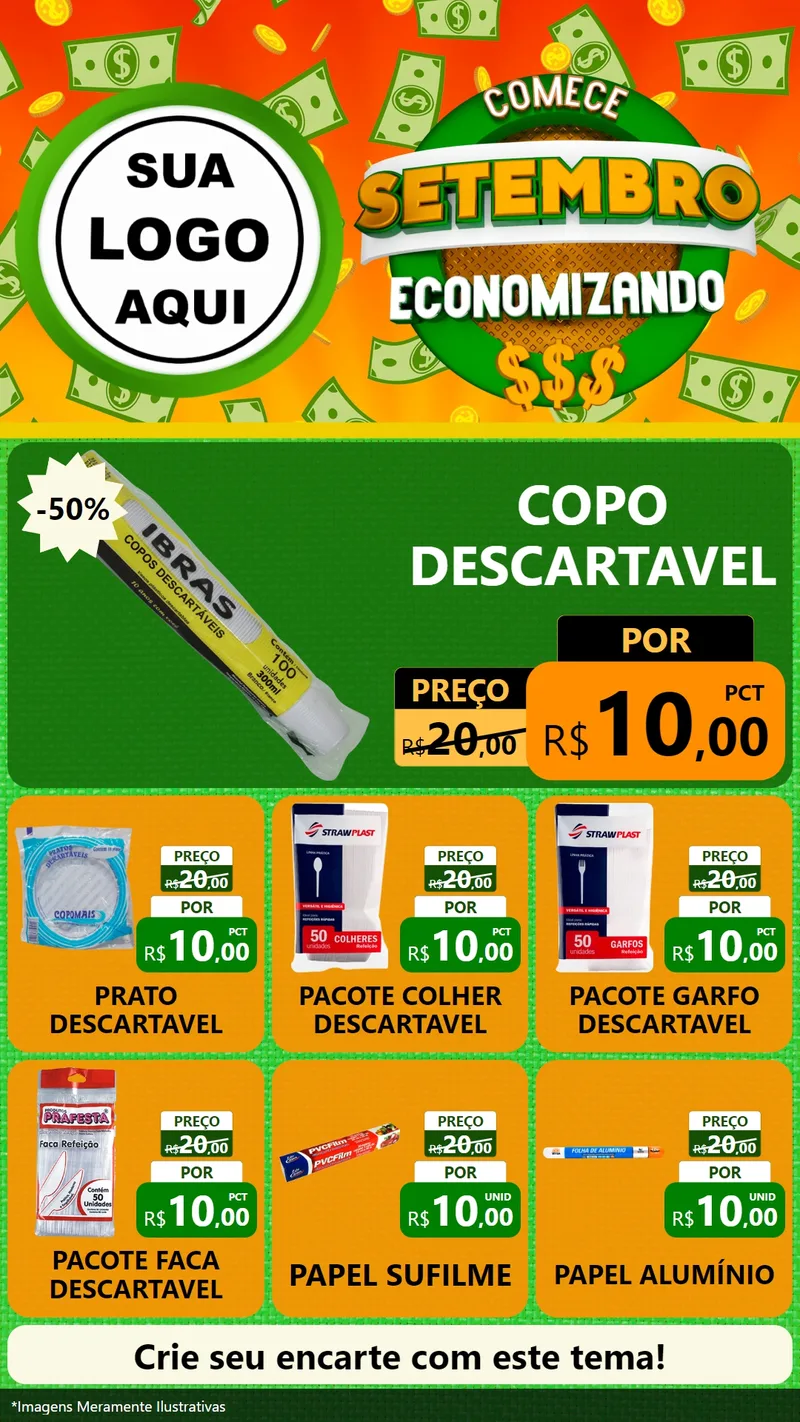 Modelo de Rede Social para Stories com o tema Comece Setembro Economizando para Embalagens