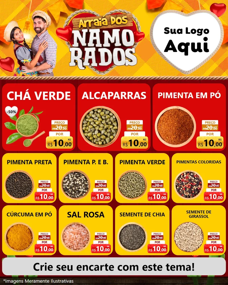 Modelo de Rede Social para Feed Instagram com o tema Arraiá dos Namorados para Produtos Naturais
