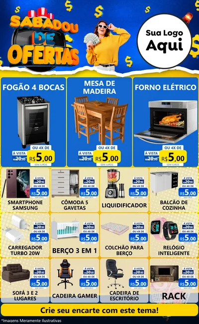 Modelo de Encarte para Encarte Grande com o tema Sabadou de Ofertas para Móveis e Eletro