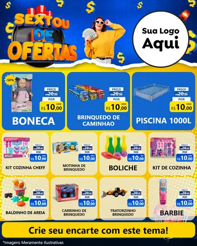 Modelo de Rede Social para Feed Instagram com o tema Sextou de Ofertas para Brinquedos