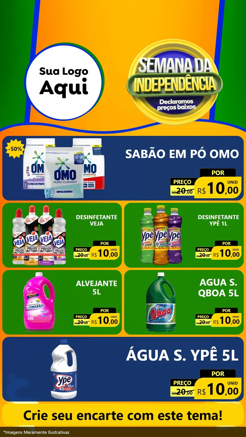 Modelo de TV para TV Vertical com o tema Semana da Independência Declaramos Preços Baixos para Produtos de Limpeza