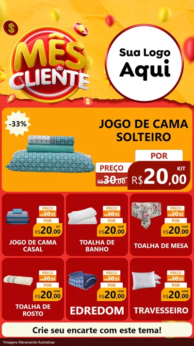 Modelo de Rede Social para Stories com o tema Mês do Cliente para Cama, Mesa e Banho