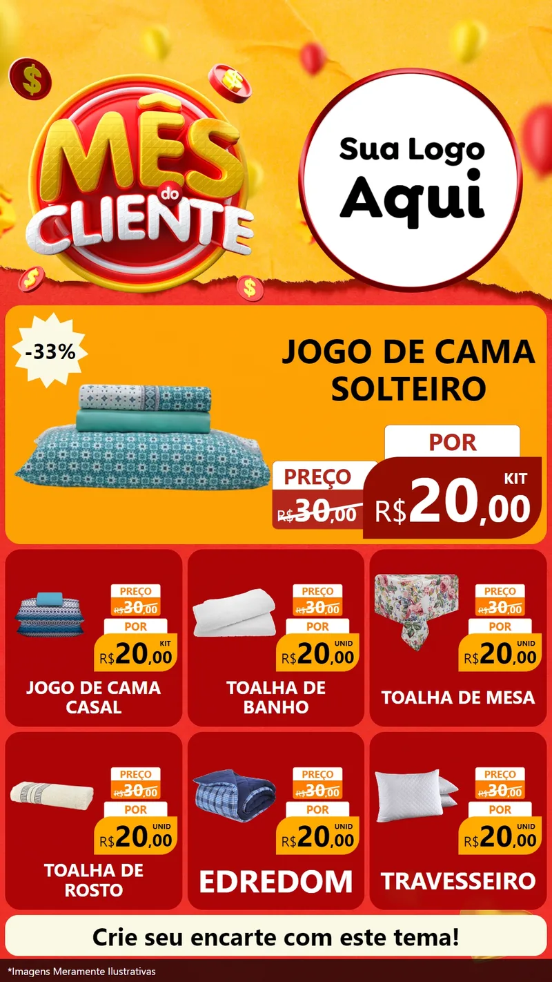 Modelo de Rede Social para Stories com o tema Mês do Cliente para Cama, Mesa e Banho