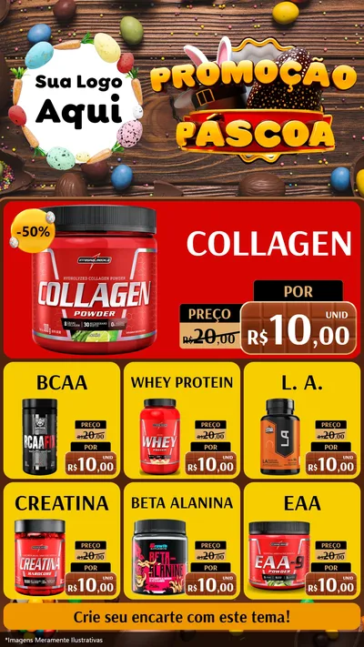 Modelo de Rede Social para Stories com o tema Promoção Páscoa para Suplementos alimentares