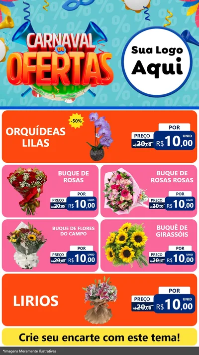 Modelo de TV para TV Vertical com o tema Carnaval de Ofertas para Floricultura e jardim