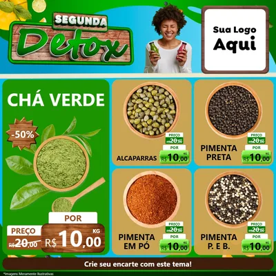 Modelo de Rede Social para Feed Facebook com o tema Segunda Detox para Produtos Naturais