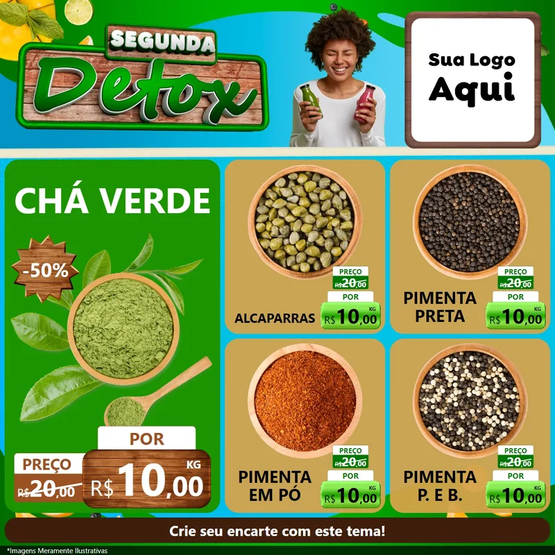 Modelo de Rede Social para Feed Facebook com o tema Segunda Detox para Produtos Naturais