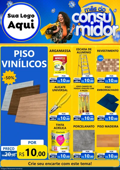 Modelo de Encarte para Encarte A4 Vertical com o tema Mês do Consumidor para Material para Construção