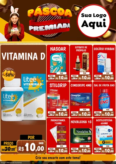 Modelo de Encarte para Encarte A4 Vertical com o tema Páscoa Premiada para Farmácia