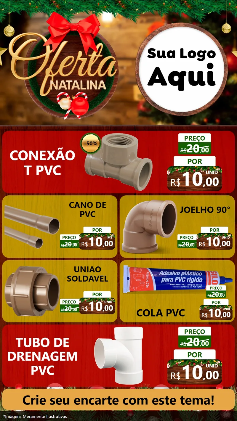 Modelo de TV para TV Vertical com o tema Ofertas Natalina para Tubos e conexões