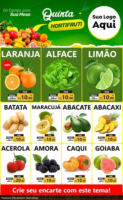 Modelo de Encarte para Encarte Grande com o tema Quinta hortifruti para Hortifrúti