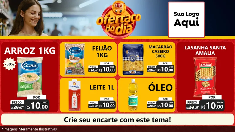 Modelo de TV para TV Horizontal com o tema Ofertaço Do Dia para Supermercado