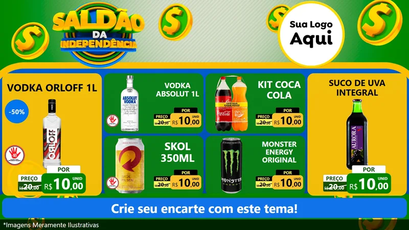 Modelo de TV para TV Horizontal com o tema Saldão da Indepêndencia para Distribuidora de bebidas