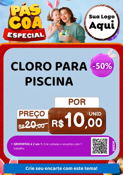 Modelo de Cartaz para Cartaz A4 Vertical com o tema Páscoa Especial para Produtos para Piscina
