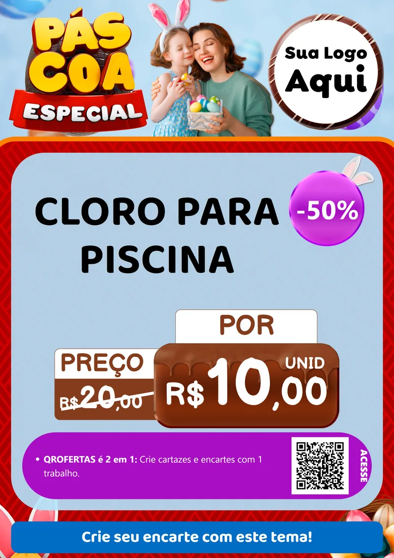Modelo de Cartaz para Cartaz A4 Vertical com o tema Páscoa Especial para Produtos para Piscina