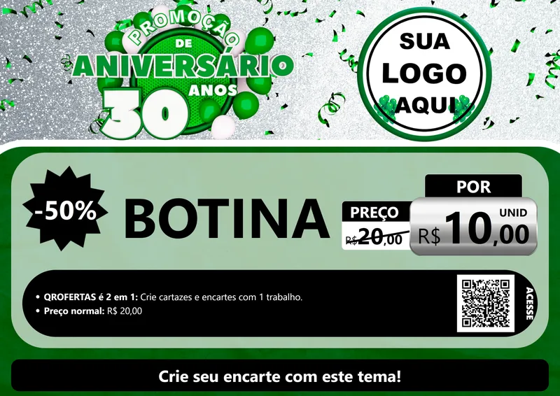 Modelo de Cartaz para Cartaz A4 Horizontal com o tema Promoção de Aniversário - 30 Anos para Agropecuária