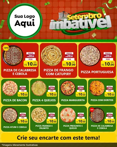 Modelo de Rede Social para Feed Instagram com o tema Setembro Imbatível para Pizzaria