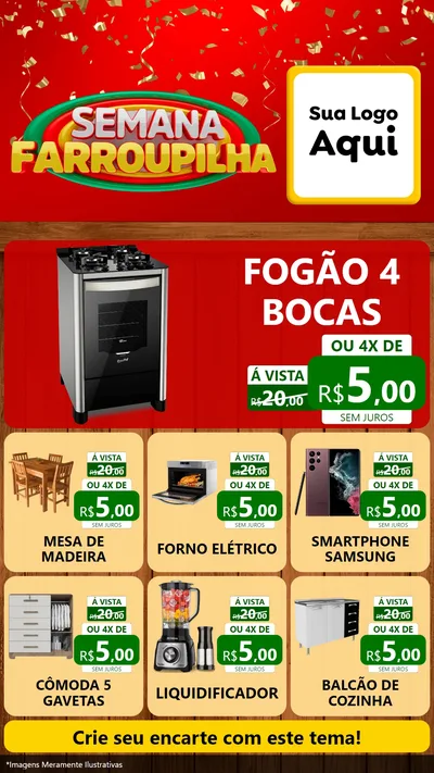 Modelo de Rede Social para Stories com o tema Semana Farroupilha para Móveis e Eletro