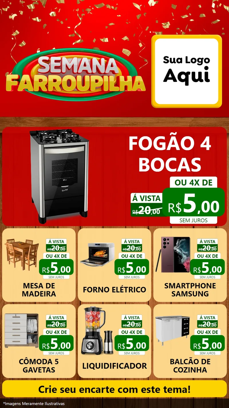 Modelo de Rede Social para Stories com o tema Semana Farroupilha para Móveis e Eletro