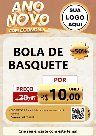 Modelo de Cartaz para Cartaz A4 Vertical com o tema Ano Novo Com Economia para Artigos Esportivos