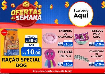Modelo de Encarte para Encarte A4 Horizontal com o tema Ofertas Da Semana para Pet Shop