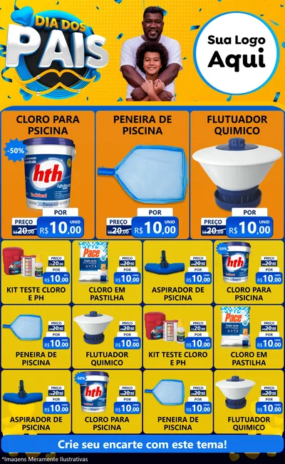 Modelo de Encarte para Encarte Grande com o tema Dia dos Pais para Produtos para Piscina