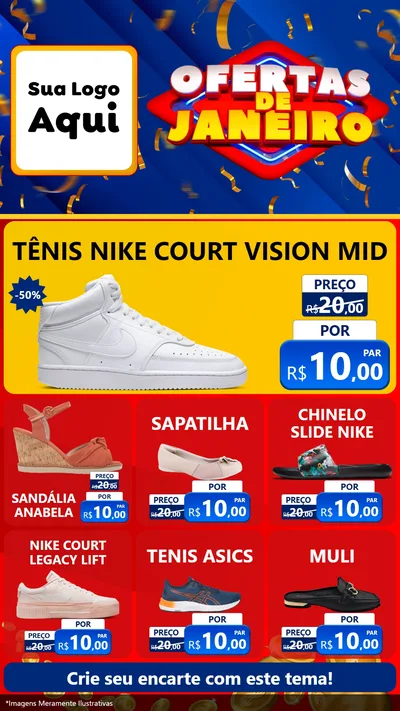 Modelo de Rede Social para Stories com o tema Ofertas de Janeiro para Calçados