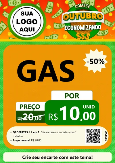 Modelo de Cartaz para Cartaz A4 Vertical com o tema Comece Outubro Economizando para Água e gás