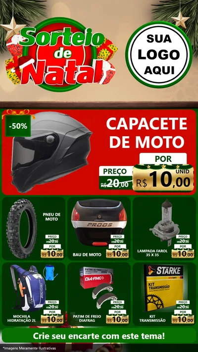 Modelo de Rede Social para Stories com o tema Sorteio de Natal para Moto peças