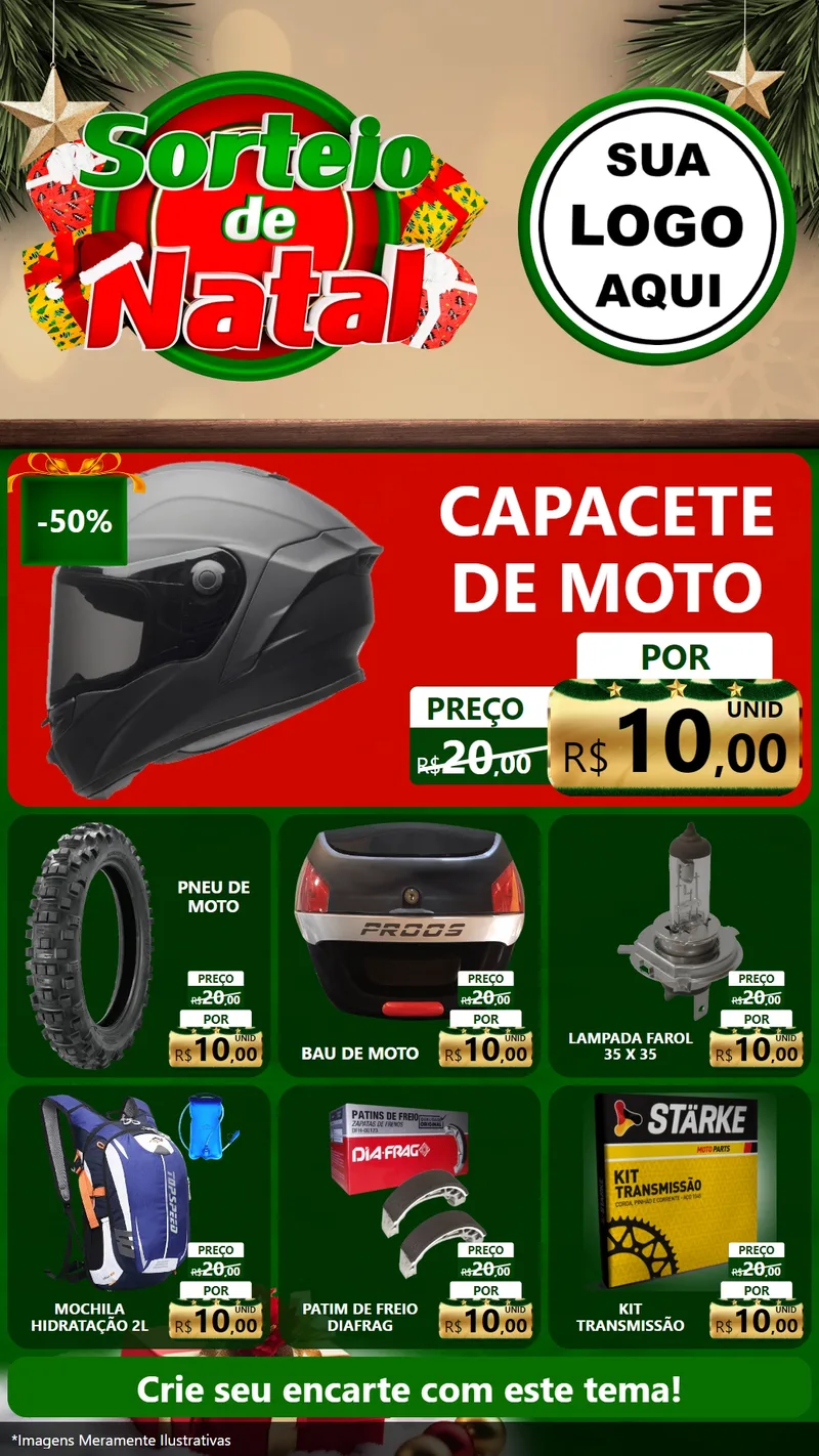 Modelo de Rede Social para Stories com o tema Sorteio de Natal para Moto peças