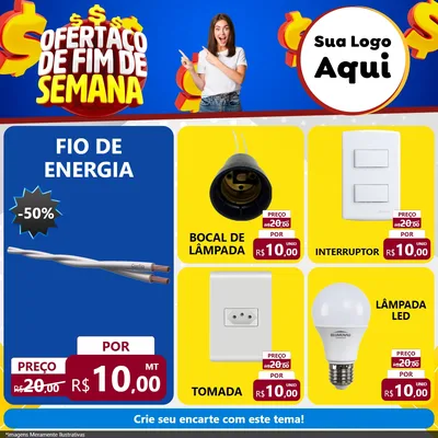 Modelo de Rede Social para Feed Facebook com o tema Ofertaço de Fim de Semana para Materiais Elétricos