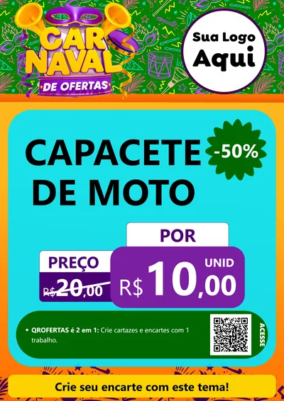 Modelo de Cartaz para Cartaz A4 Vertical com o tema Carnaval de Ofertas para Moto peças