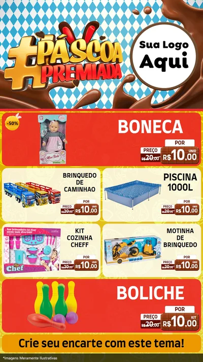 Modelo de TV para TV Vertical com o tema Páscoa Premiada para Brinquedos