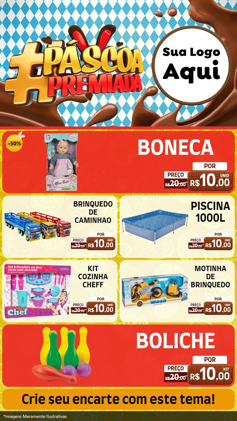 Modelo de TV para TV Vertical com o tema Páscoa Premiada para Brinquedos