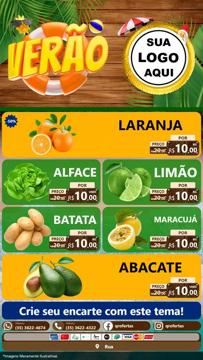 Modelo de TV para TV Vertical com o tema Verão para Hortifrúti
