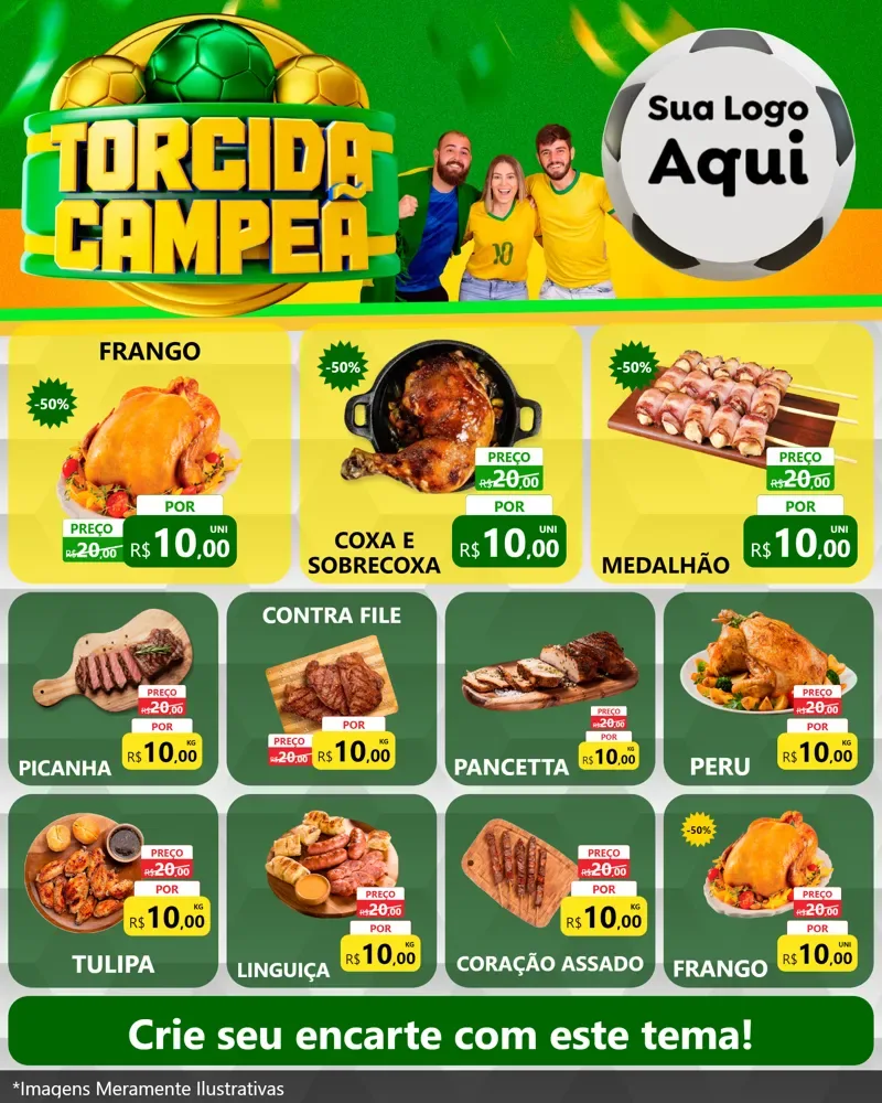 Modelo de Rede Social para Feed Instagram com o tema Torcida Campeã - Copa para Assados