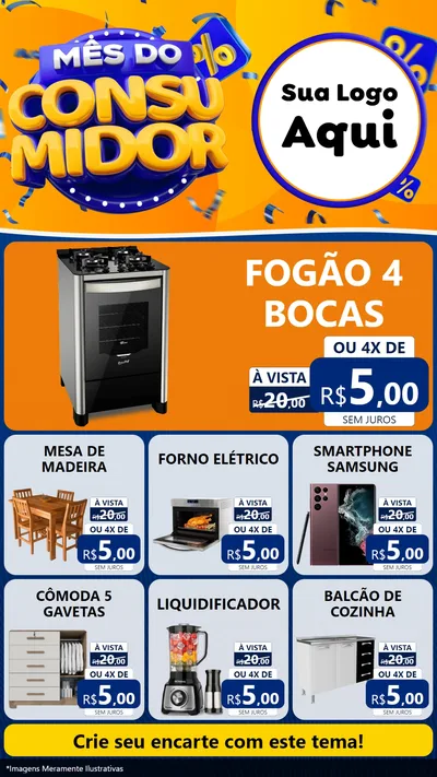 Modelo de Rede Social para Stories com o tema Mês do Consumidor para Móveis e Eletro