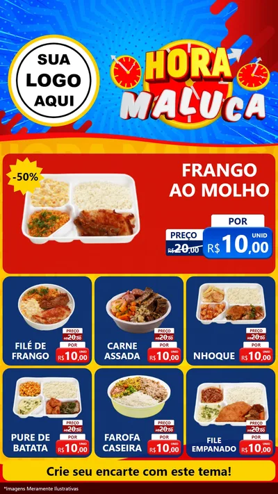 Modelo de Rede Social para Stories com o tema Hora Maluca para Restaurante