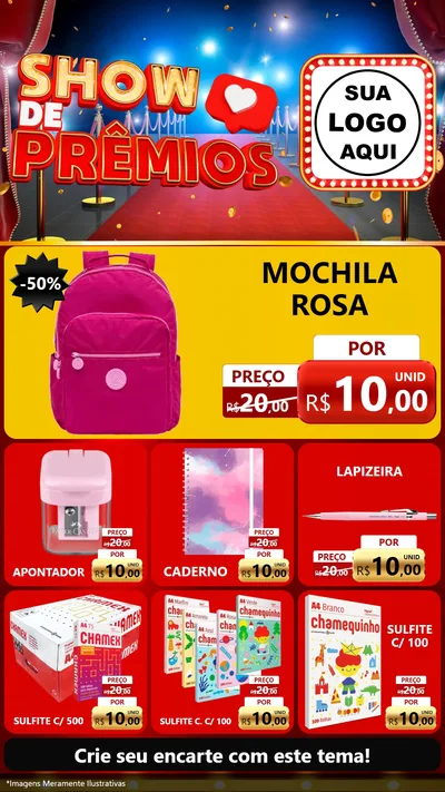 Modelo de Rede Social para Stories com o tema Show de Prêmios para Papelaria