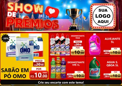 Modelo de Encarte para Encarte A4 Horizontal com o tema Show de Prêmios para Produtos de Limpeza
