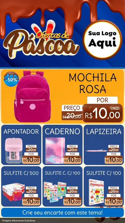 Modelo de Rede Social para Stories com o tema Ofertas de Páscoa para Papelaria