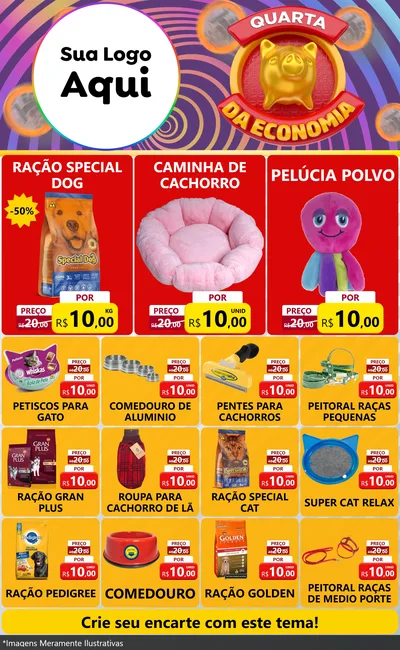 Modelo de Encarte para Encarte Grande com o tema Quarta da Economia para Pet Shop