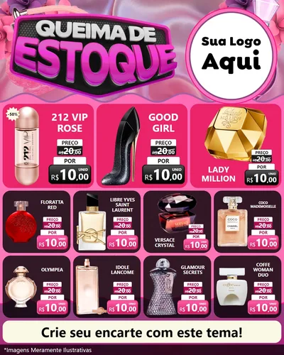 Modelo de Rede Social para Feed Instagram com o tema Queima de Estoque para Perfumes