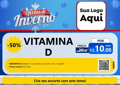 Modelo de Cartaz para Cartaz A4 Horizontal com o tema Ofertas de Inverno para Farmácia