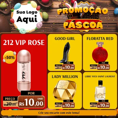 Modelo de Rede Social para Feed Facebook com o tema Promoção Páscoa para Perfumes